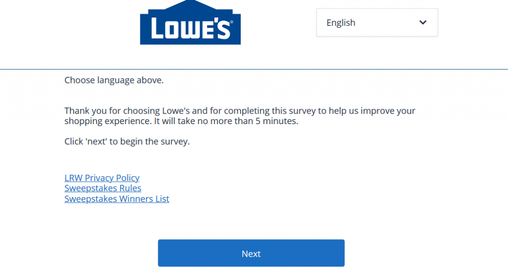 Lowes Guest Satisfaction Survey WIN 5000